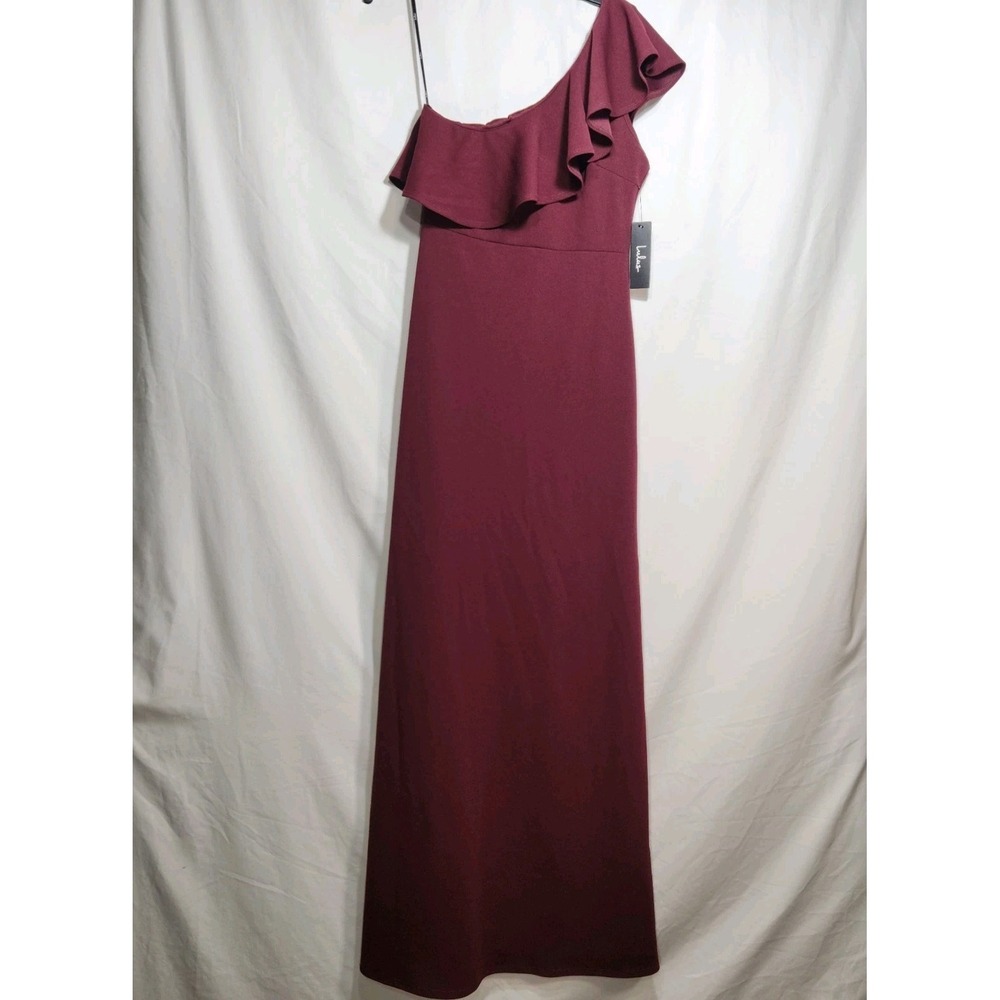 Lulus Womens Dress Size Medium Sleeveless Shoulder Ruffle Burgundy NWT‎